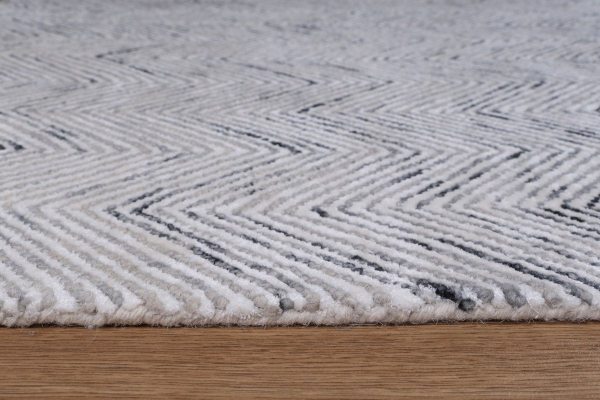 Woodland Herringbone Grey Wool Rug Area Rug | Ruggy