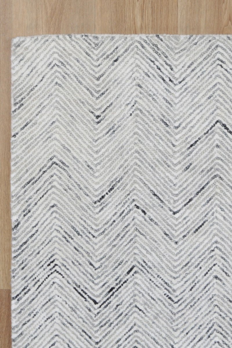 Woodland Herringbone Grey Wool Rug Area Rug | Ruggy