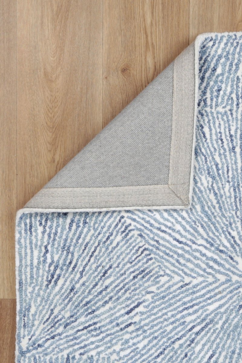 Woodland Hexagon Blue Wool Rug Area Rug | Ruggy