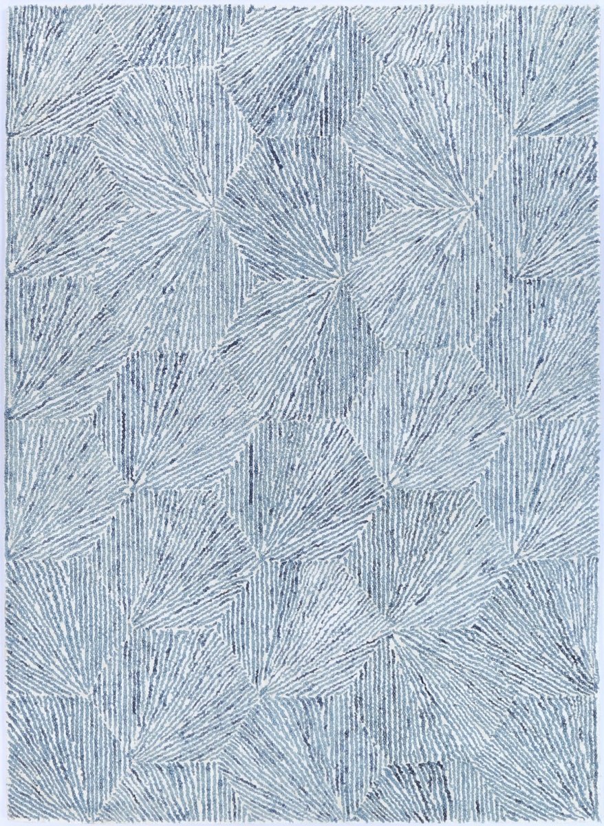 Woodland Hexagon Blue Wool Rug Area Rug | Ruggy