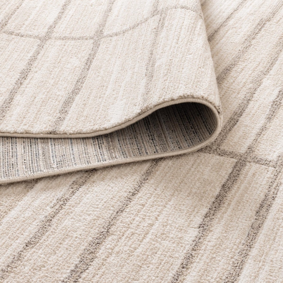 Zenda Distressed Thick Lines Beige Grey Rug