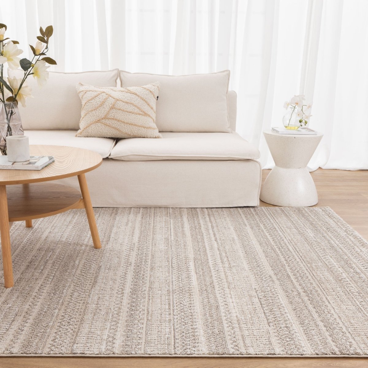 Zenda Distressed Tribal Beige Rug