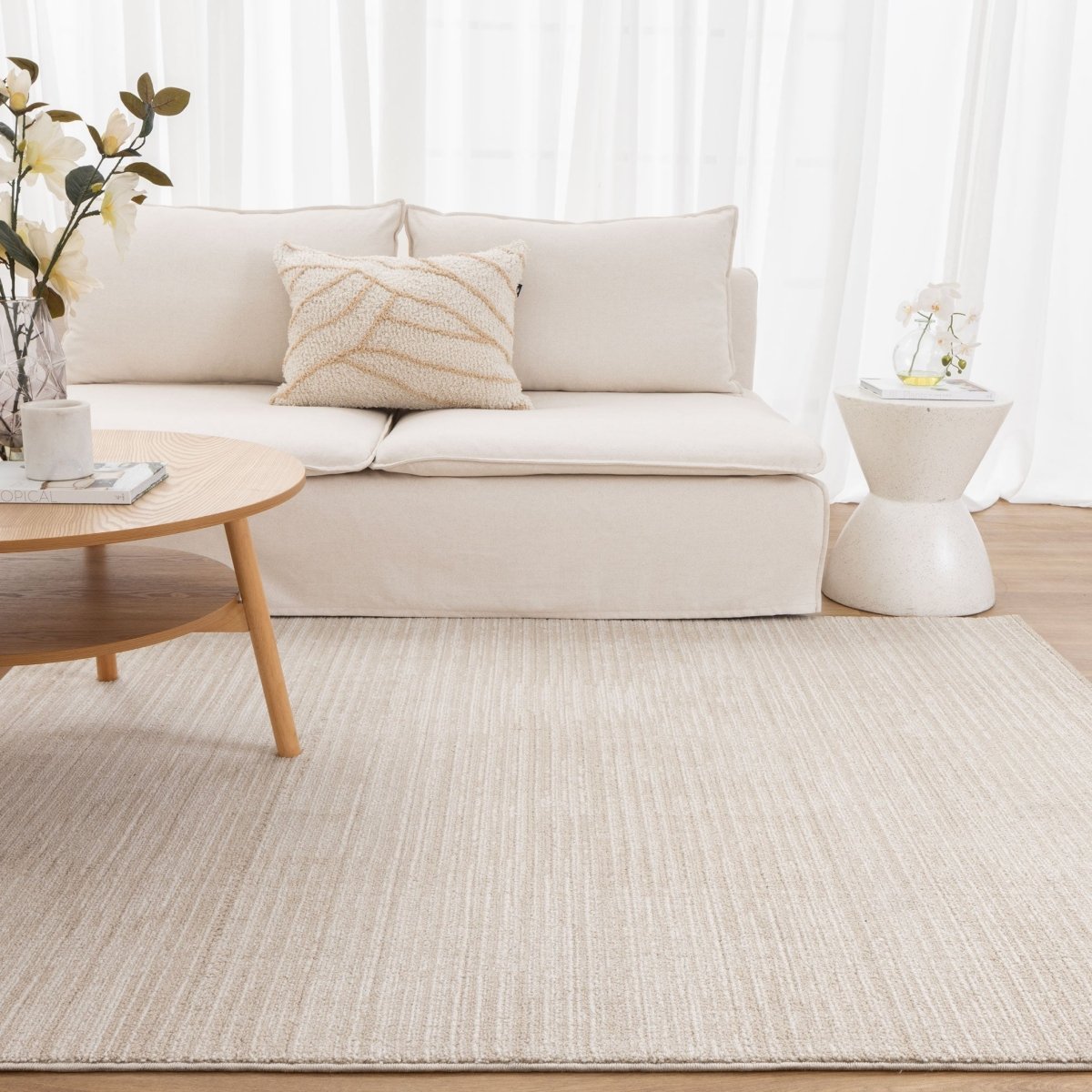 Zenda Lines Cream Beige Rug