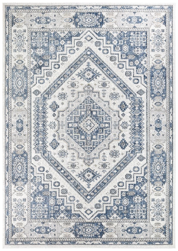 Zircon Cream Blue Traditional Rug