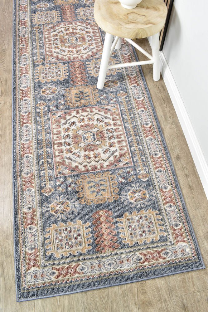 Zircon Dark Blue Transitional Hallway Runner