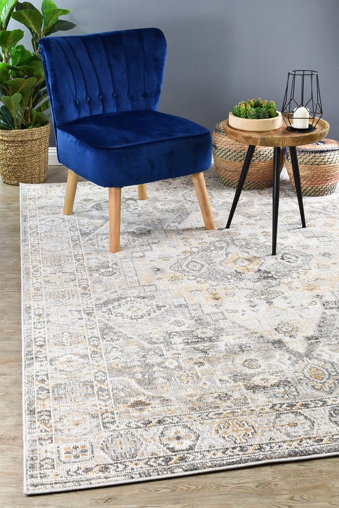 Zircon Grey Mustard Traditional Rug