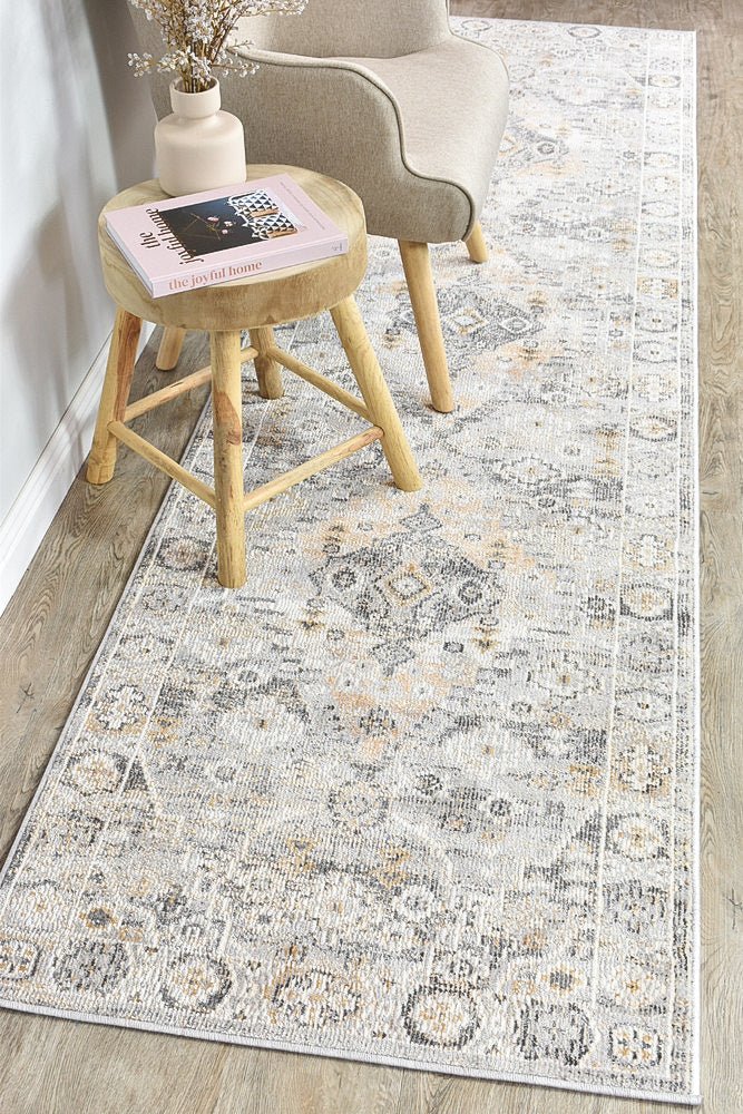 Zircon Grey Mustard Traditional Rug