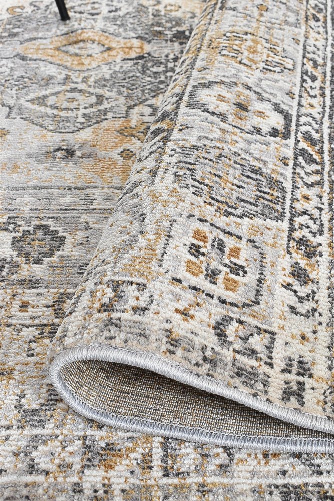 Zircon Grey Mustard Traditional Rug