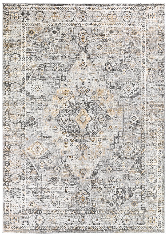 Zircon Grey Mustard Traditional Rug