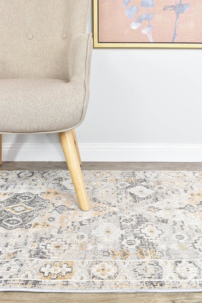 Zircon Grey Mustard Traditional Rug