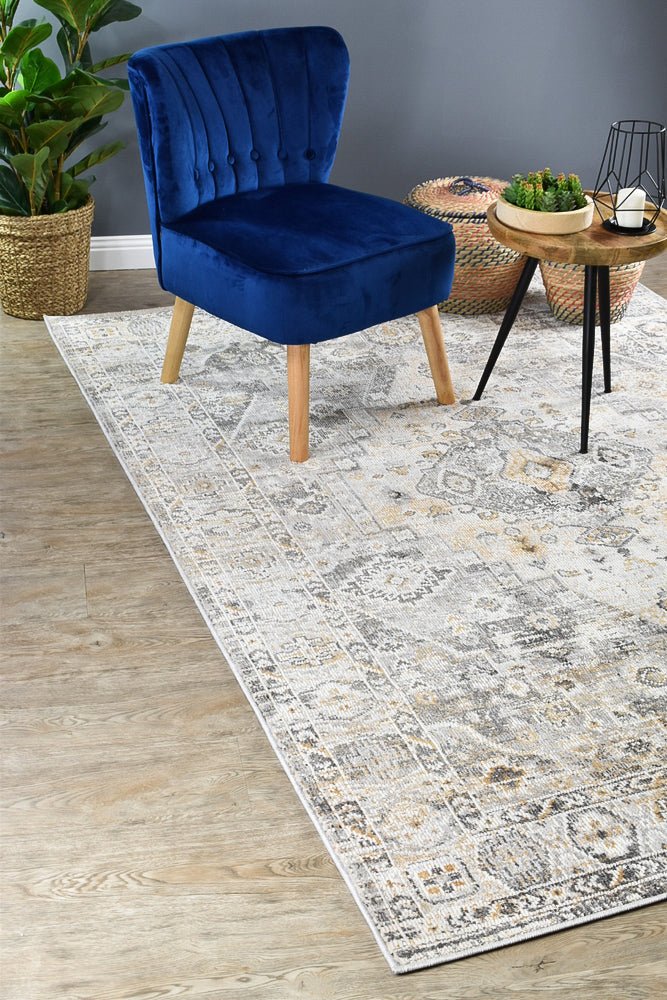 Zircon Grey Mustard Traditional Rug