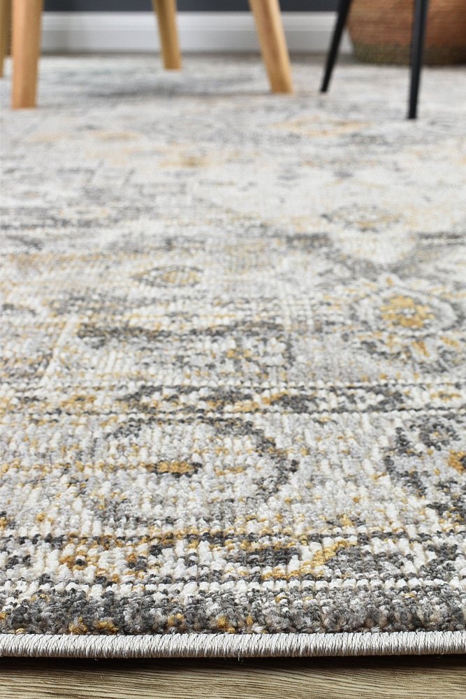 Zircon Grey Mustard Traditional Rug