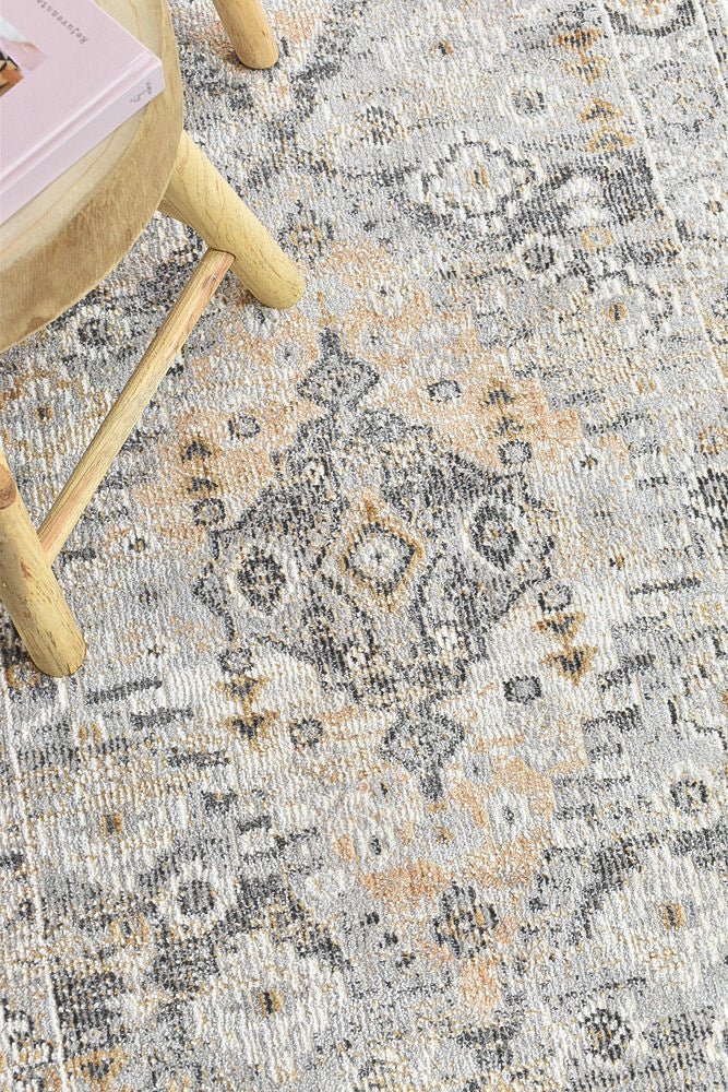 Zircon Grey Mustard Traditional Rug