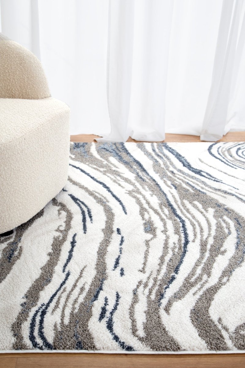 Anatolian Blue White Wave Rug - Ruggy