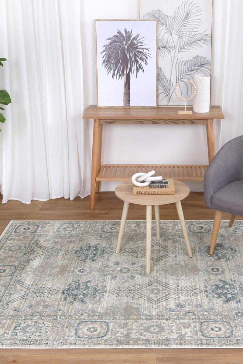 Artify Antwerp Cream & Blue Traditional Rug - Ruggy