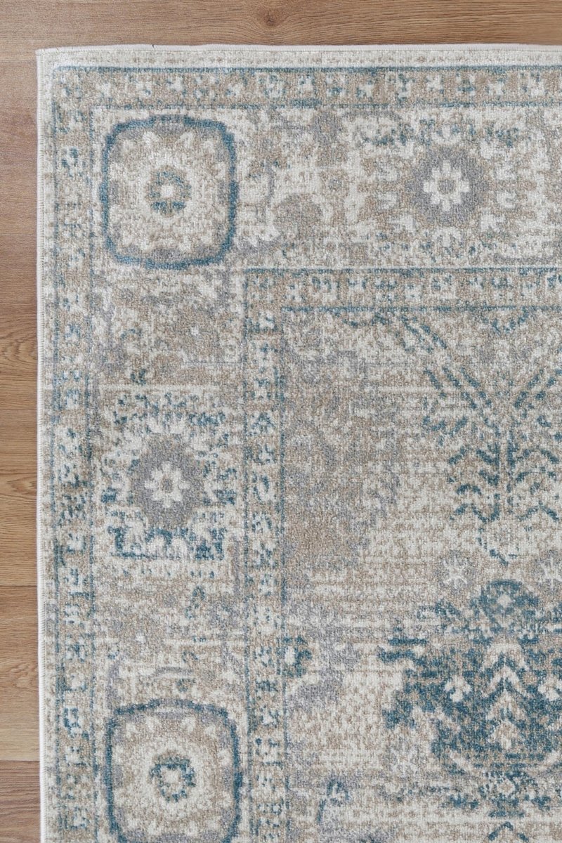 Artify Antwerp Cream & Blue Traditional Rug - Ruggy