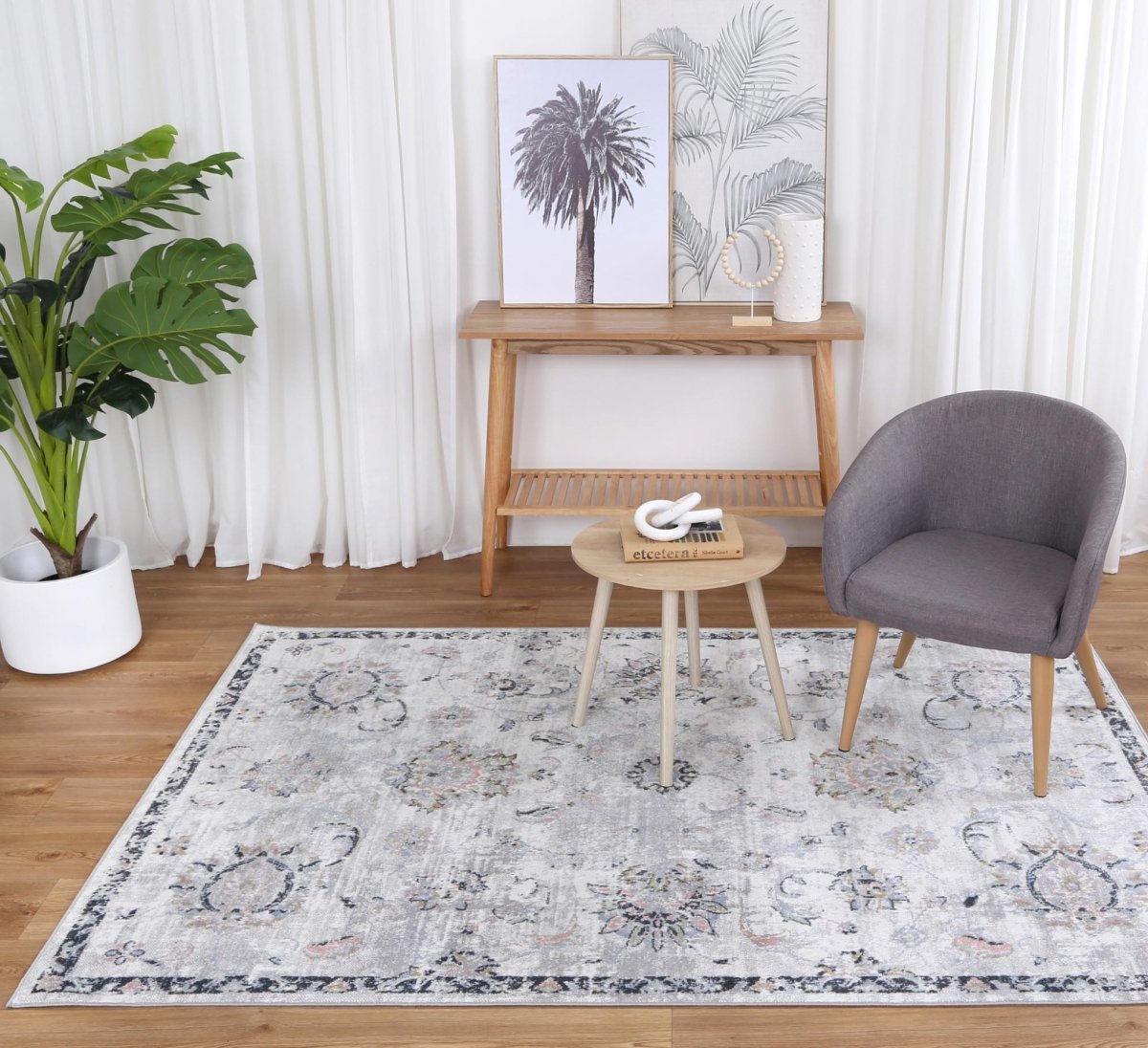 Artify Piraeus Grey Traditional Soft Rug - Ruggy