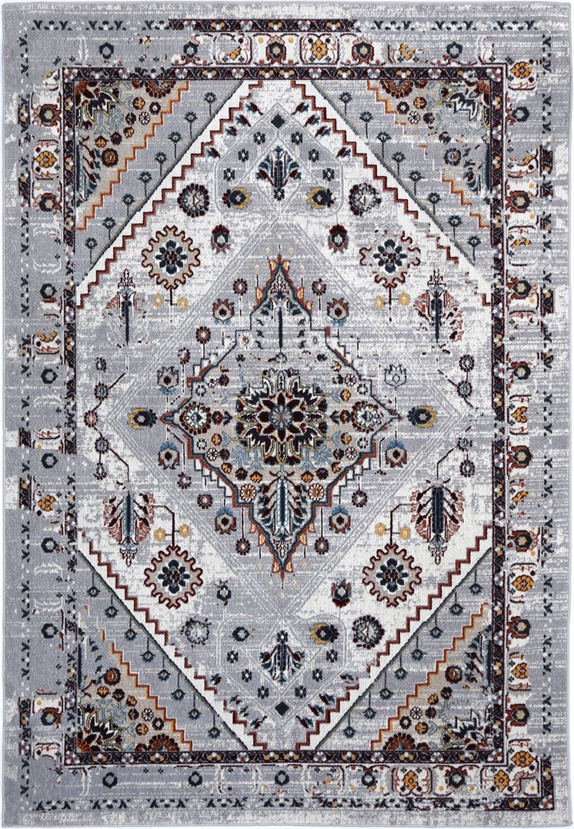 Artify Santos Grey & Rust Traditional Rug - Ruggy