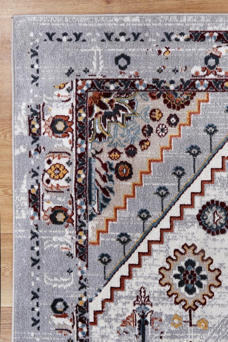 Artify Santos Grey & Rust Traditional Rug - Ruggy