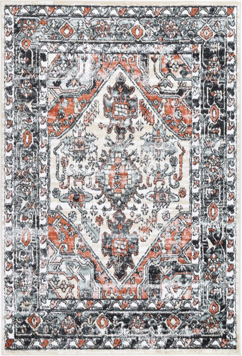 Artique Traditional Beige Black Rug - Ruggy