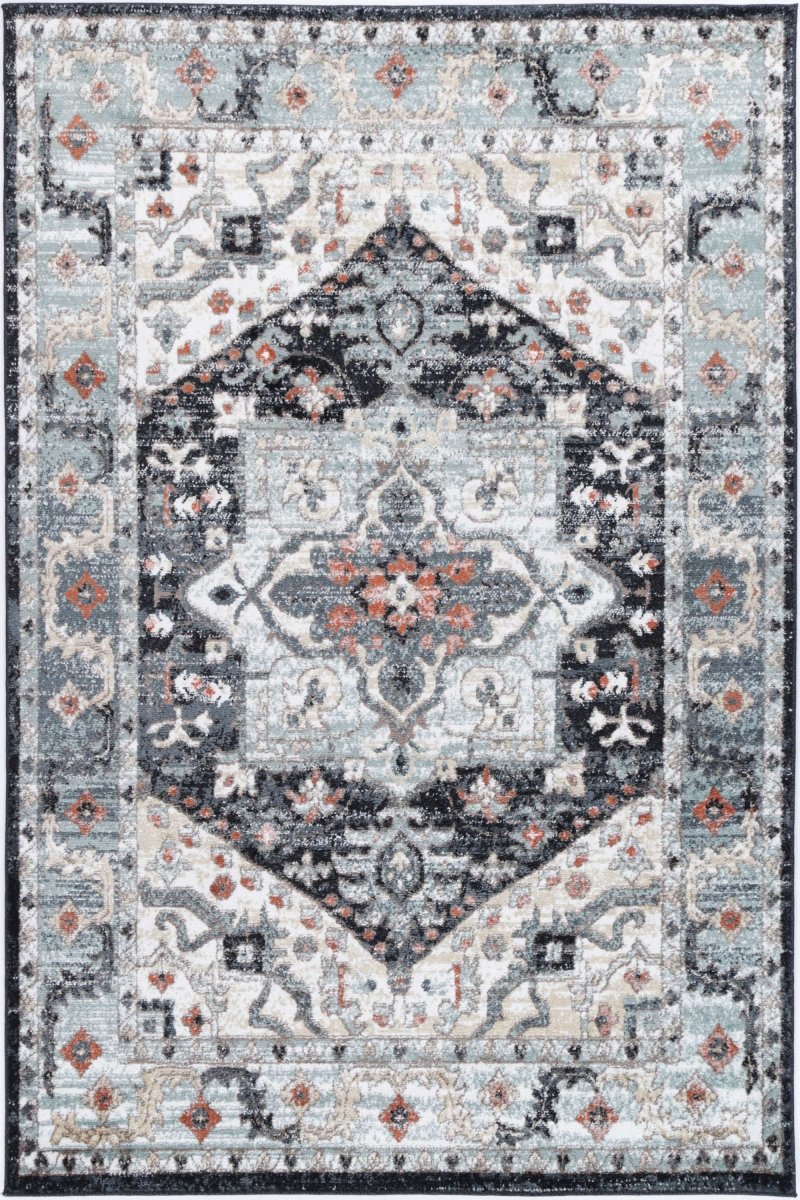 Artique Traditional Blue Charcoal Rug - Ruggy