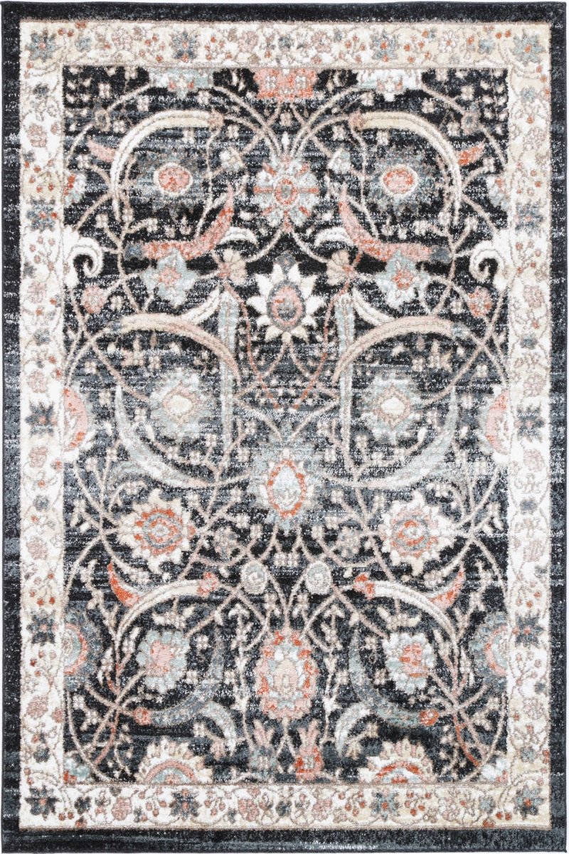 Artique Traditional Charcoal Cream Rug - Ruggy