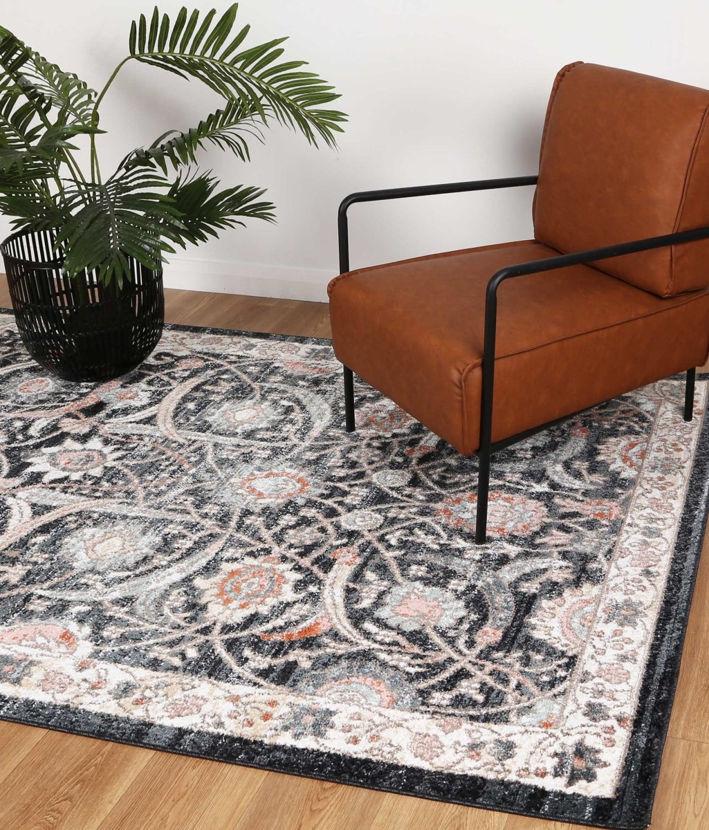 Artique Traditional Charcoal Cream Rug - Ruggy