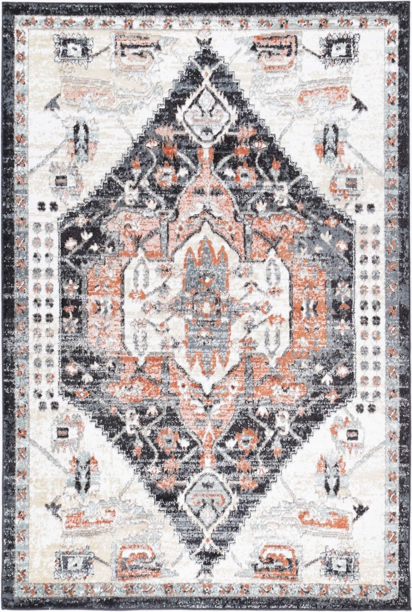 Artique Traditional Cream Black Rug - Ruggy