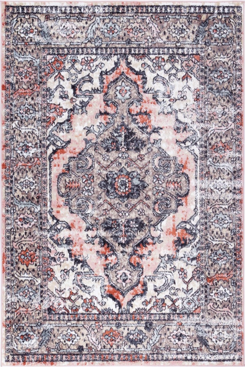 Artique Traditional Terracotta Cream Rug - Ruggy