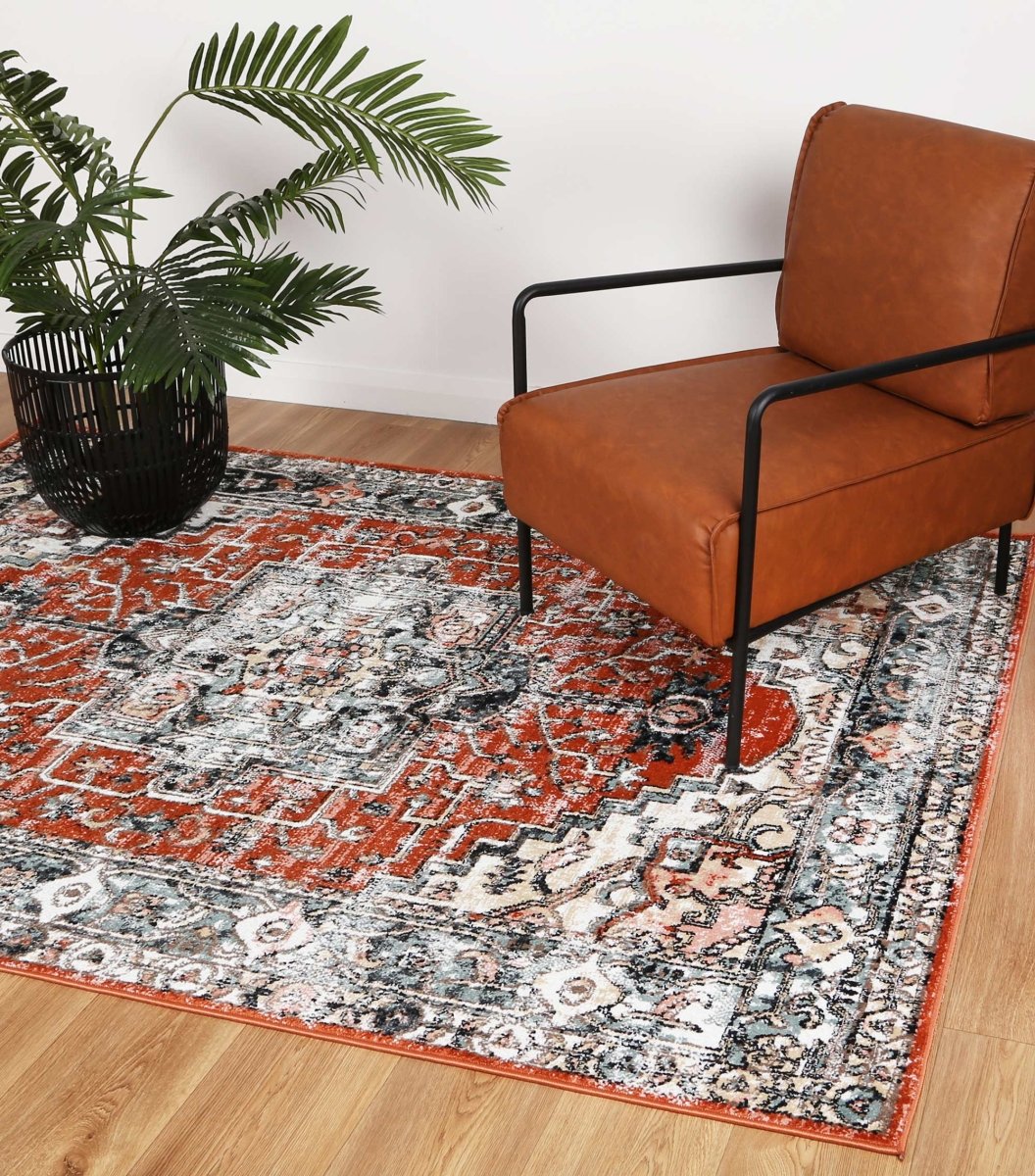 Artique Traditional Terracotta Rug - Ruggy