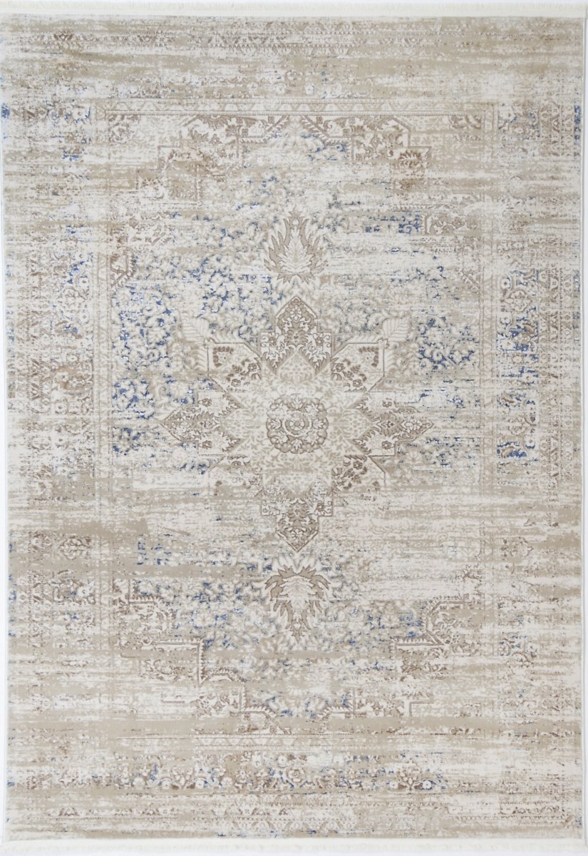 Celestial Medalion Beige Blue Rug - Ruggy