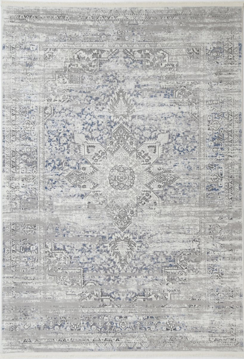 Celestial Medalion Grey Blue Rug - Ruggy