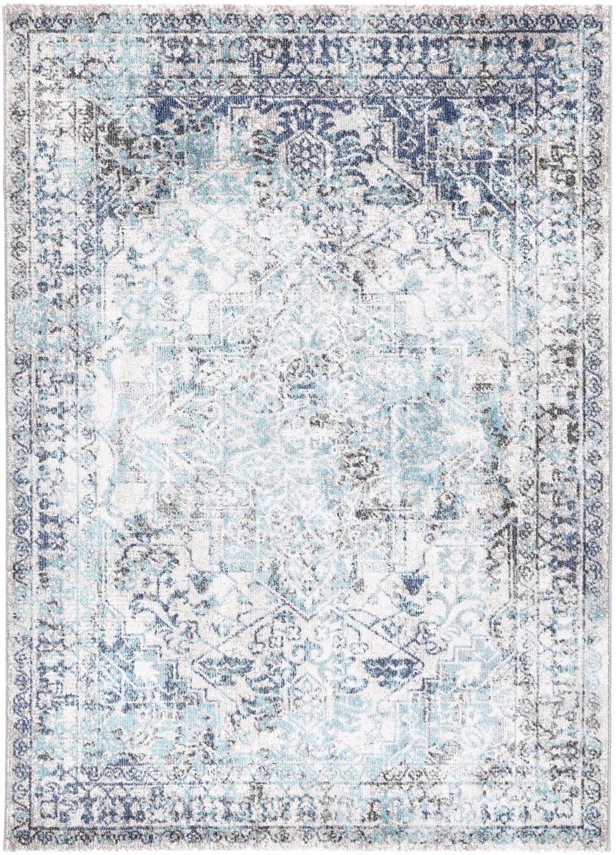 Crisp Adrianita Ivory & Blue Transitional Rug - Ruggy