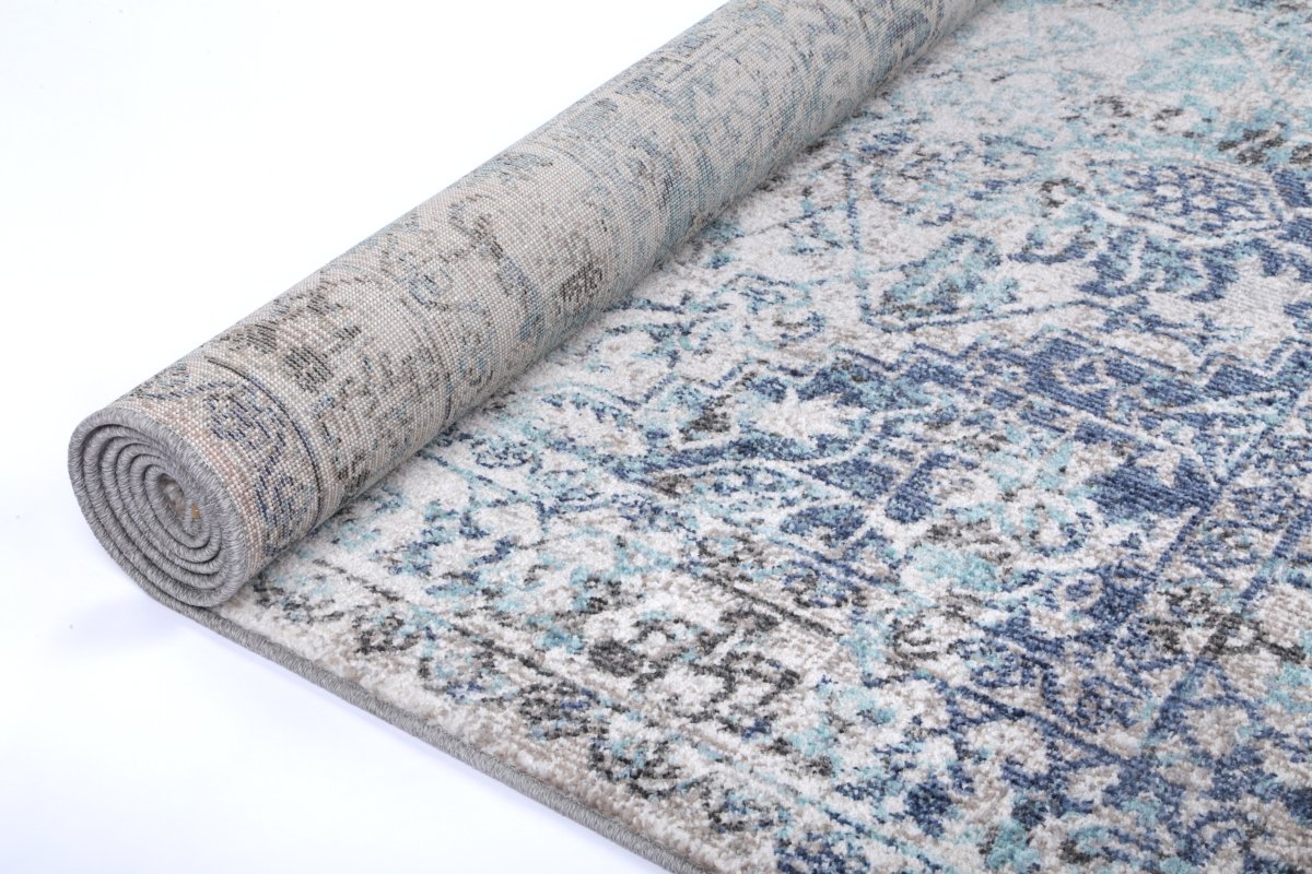 Crisp Adrianita Ivory & Blue Transitional Rug - Ruggy