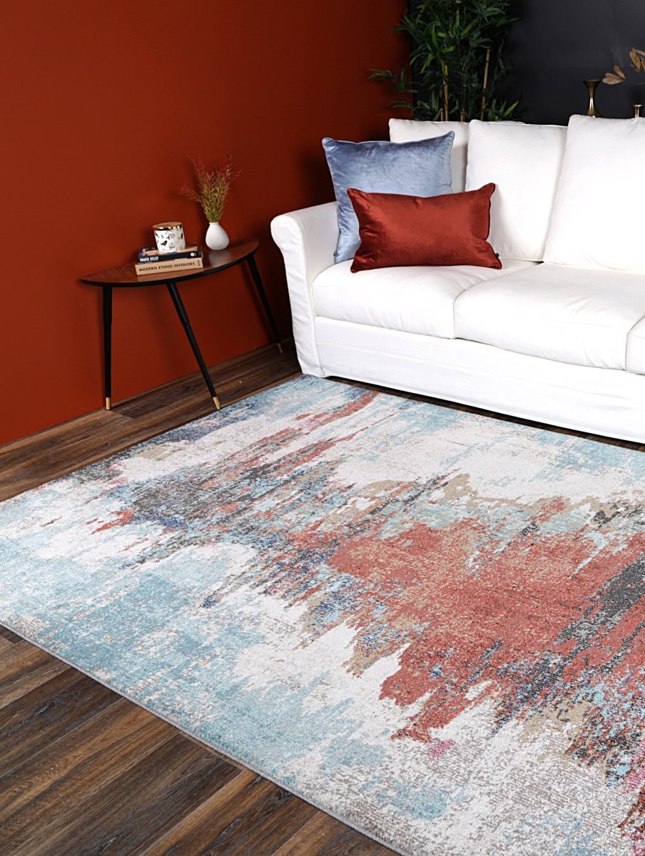 Crisp Jorge Blue & Terracotta Abstract Rug - Ruggy