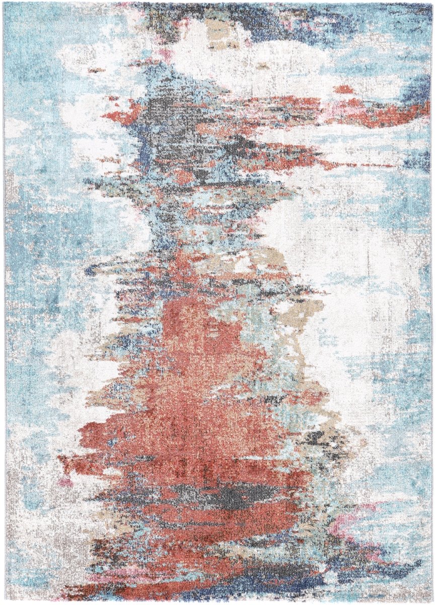 Crisp Jorge Blue & Terracotta Abstract Rug - Ruggy