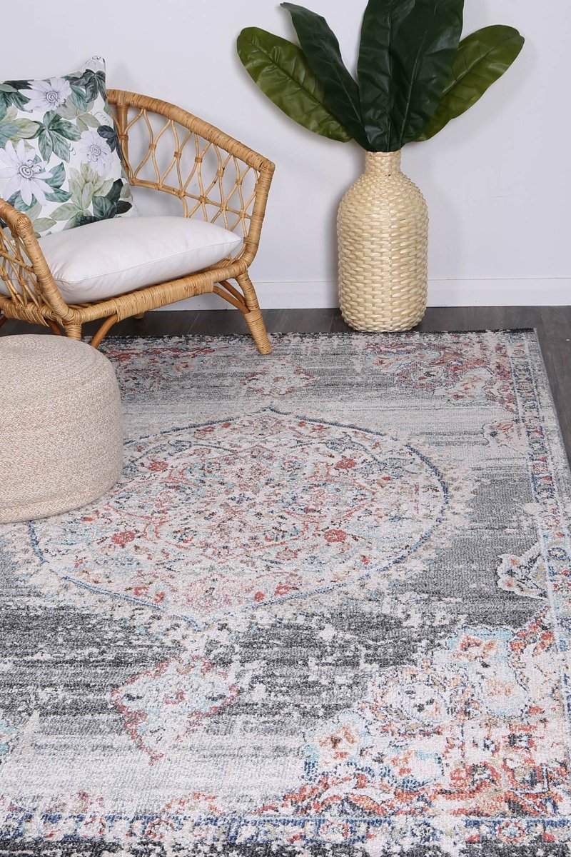 Crisp Medalion Transitional Grey Rug - Ruggy