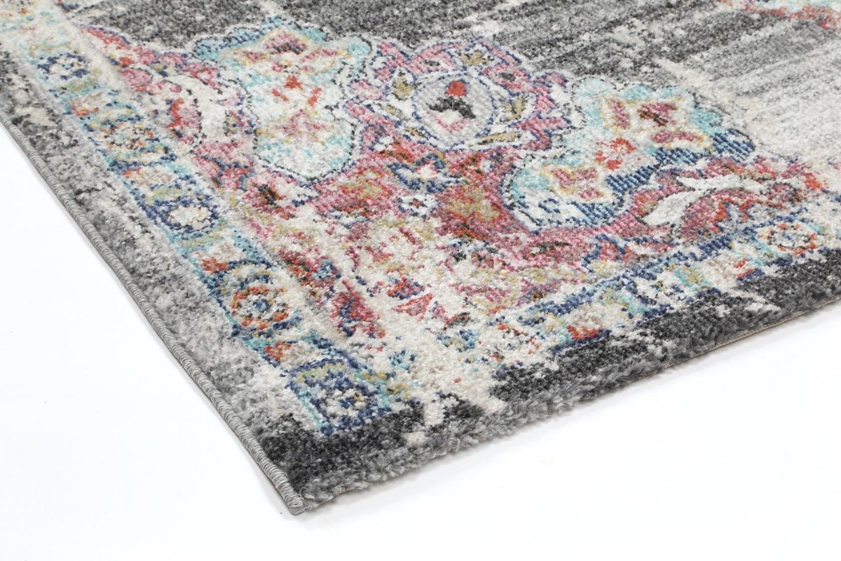 Crisp Medalion Transitional Grey Rug - Ruggy