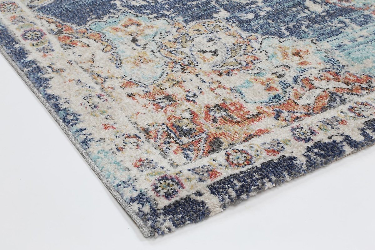 Crisp Medallion Transitional Navy Multi Rug - Ruggy