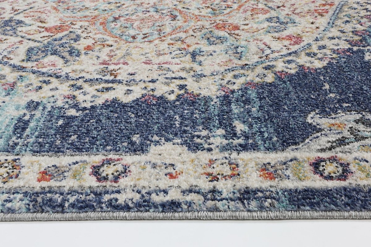 Crisp Medallion Transitional Navy Multi Rug - Ruggy