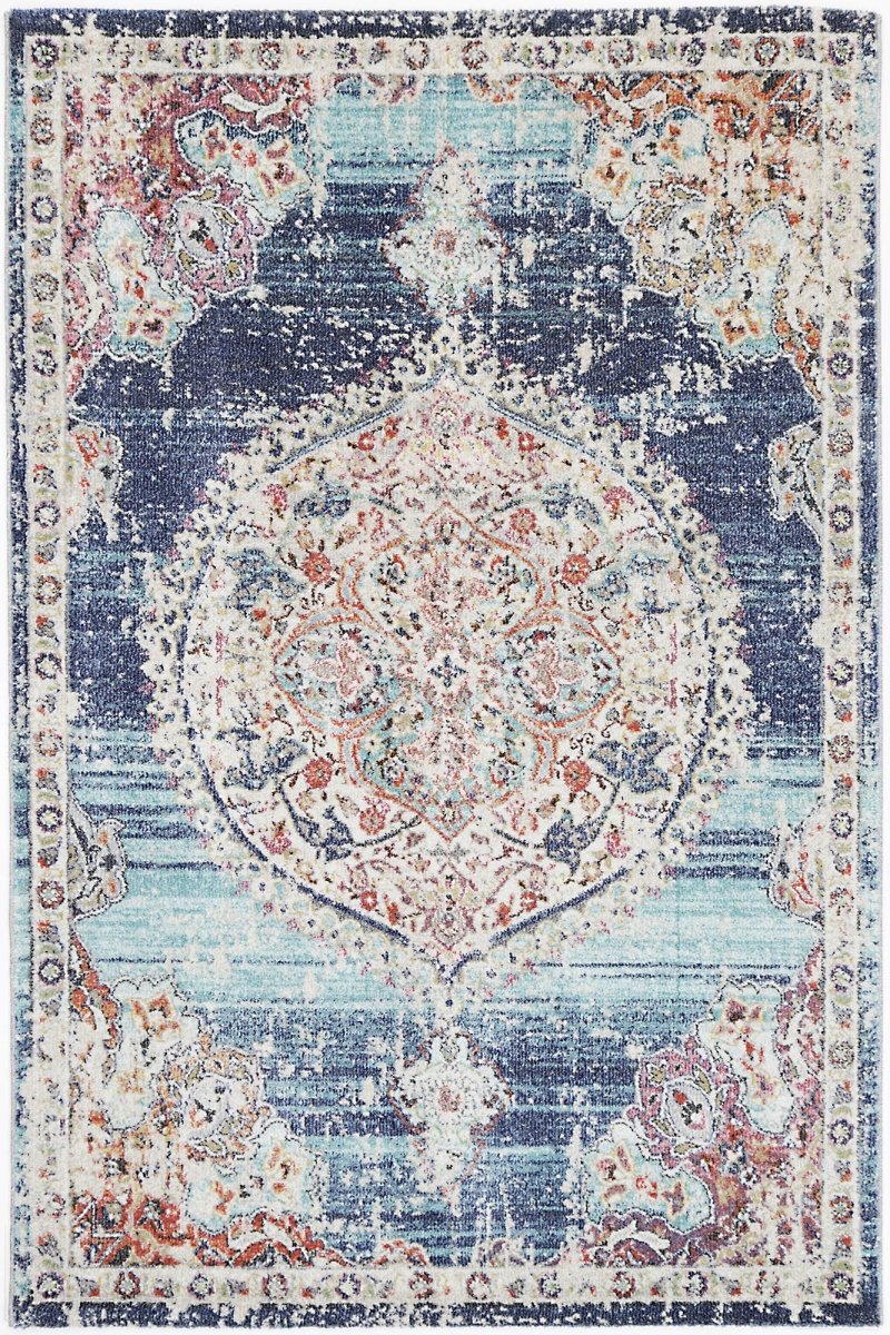 Crisp Medallion Transitional Navy Multi Rug - Ruggy