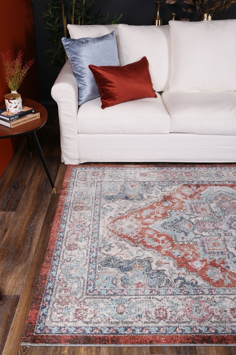 Crisp Seo Terracotta & Ivory Transitional Rug - Ruggy