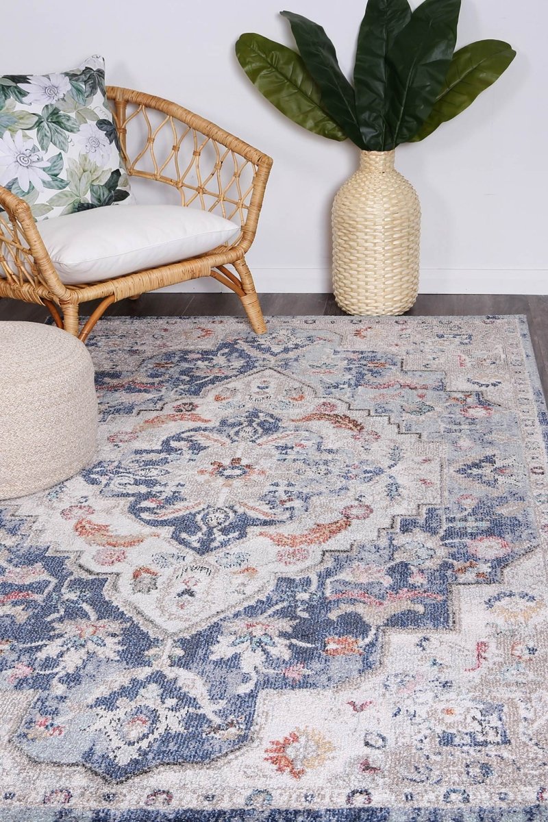 Crisp Transitional Navy Multi Rug - Ruggy