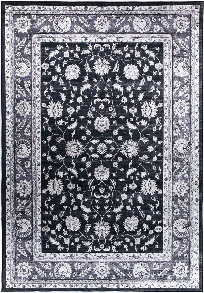 Dazzle Traditional Black White Rug - Ruggy