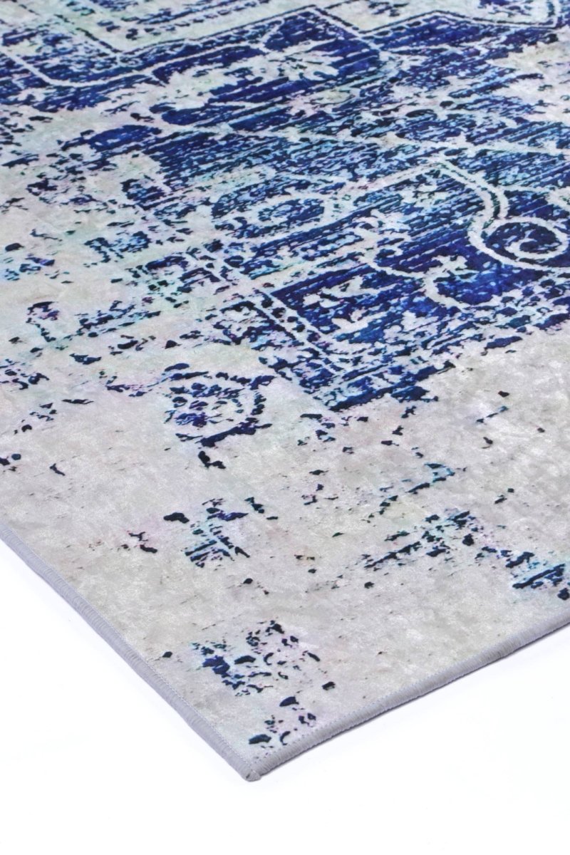 Dazzle Traditional White Blue Rug - Ruggy