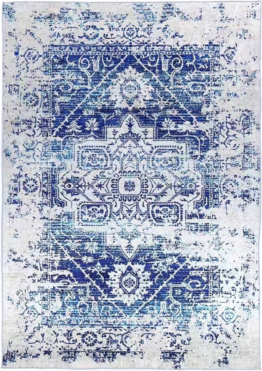 Dazzle Traditional White Blue Rug - Ruggy