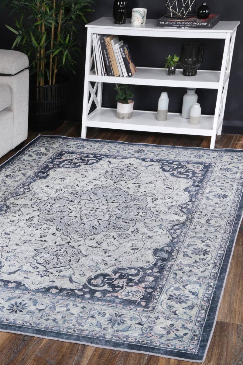 Dazzle Transitional Blue White Rug - Ruggy