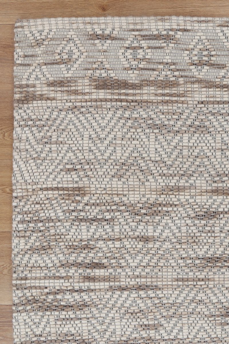 Dulcet Chevron Beige Wool Rug - Ruggy