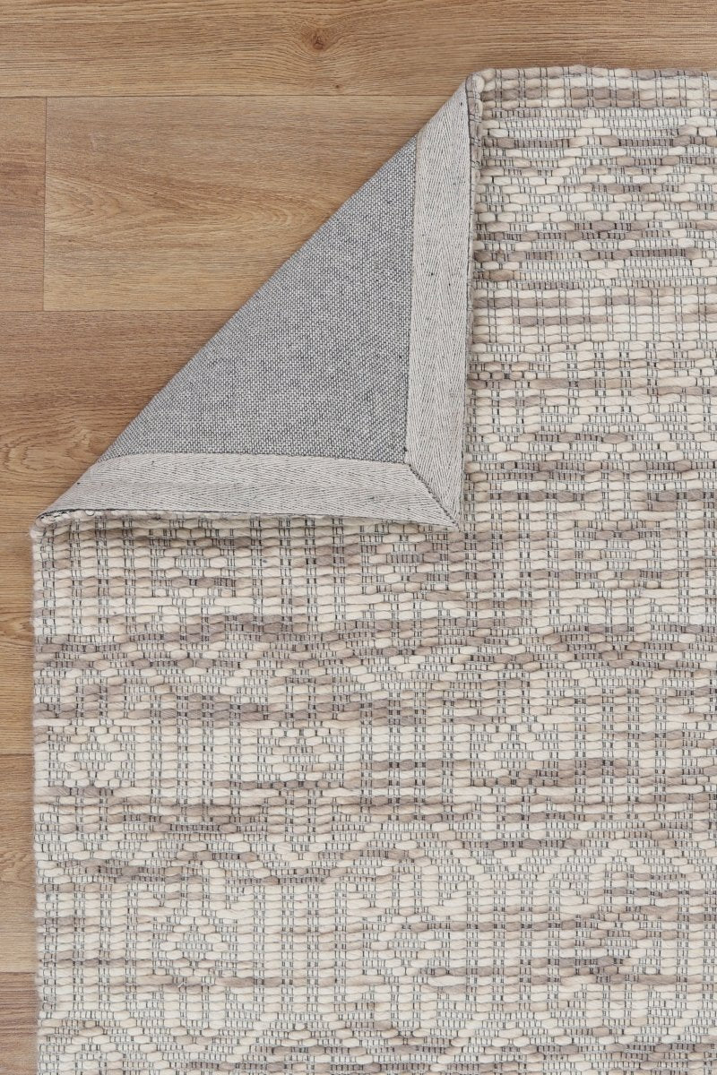 Dulcet Geometric Beige Wool Rug - Ruggy