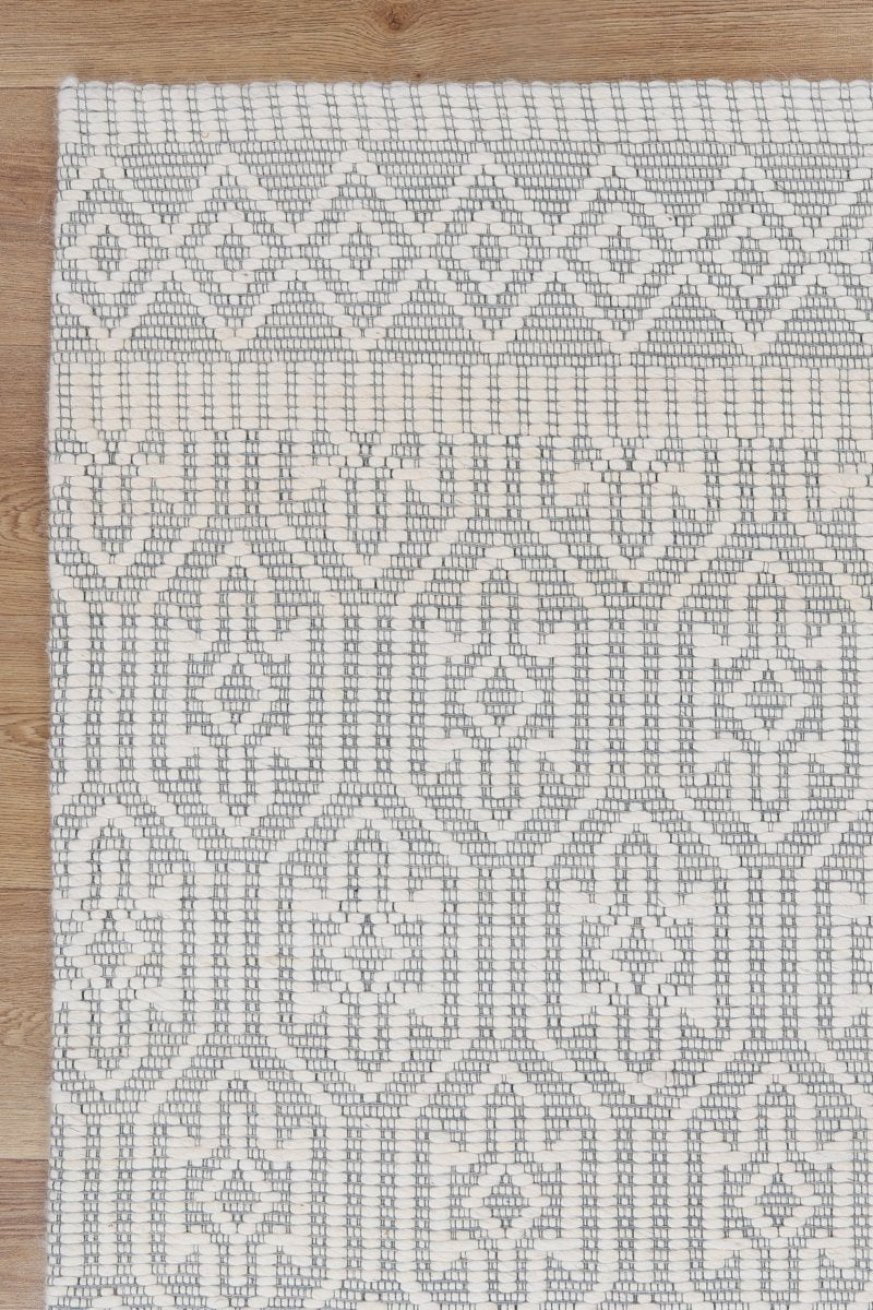 Dulcet Geometric Light Grey Wool Rug - Ruggy